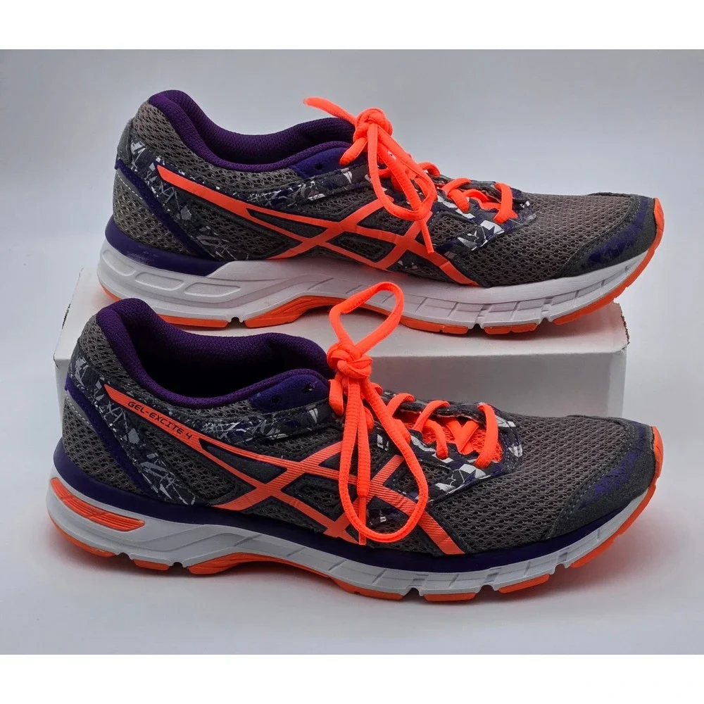 Asics Gel-Excite 4 Running Shoes Womens Size‎ 9 Gray Purple Orange T6E8N